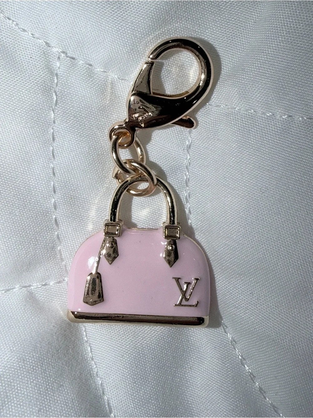 Gold-Tone Flower Charm Key & Card Holder Chain with Removable Charms